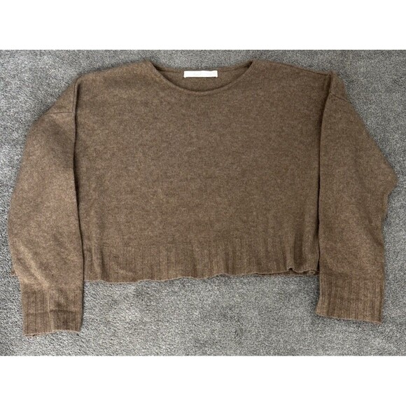 Lela Jacobs U Crop Oversized Sweater Possum Merino Silk One Size Brown
